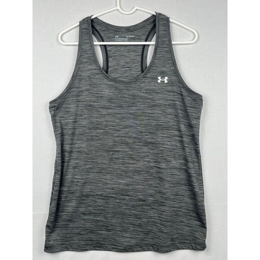 Under Armour Racerback Tank Top XL Gray Space Dye Heather Athletic Shirt Women